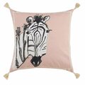 Puesta En Escena 18 x 18 in. Zebra Pink Prtd Pillow with Tassels 1886388